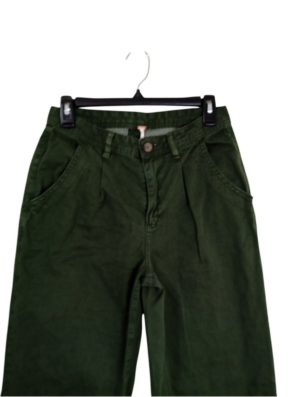 Free People Womens Green Relaxed Fit Cotton Pants Size 29 Button & Zip Closure - Picture 3 of 12